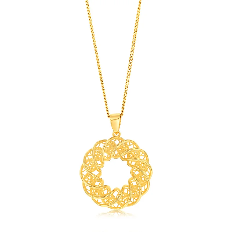 9ct Yellow Gold Mesh Circle Of Life Pendant