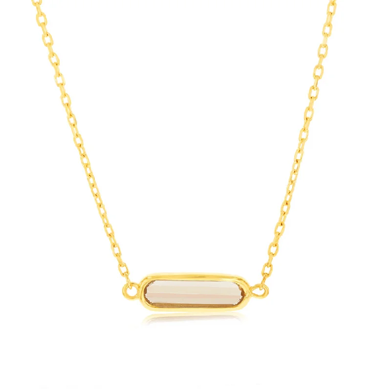 9ct Yellow Gold  Natural Quartz Pendant On Chain