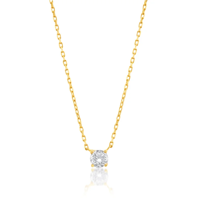 9ct Yellow Gold Necklace with Round Zirconia