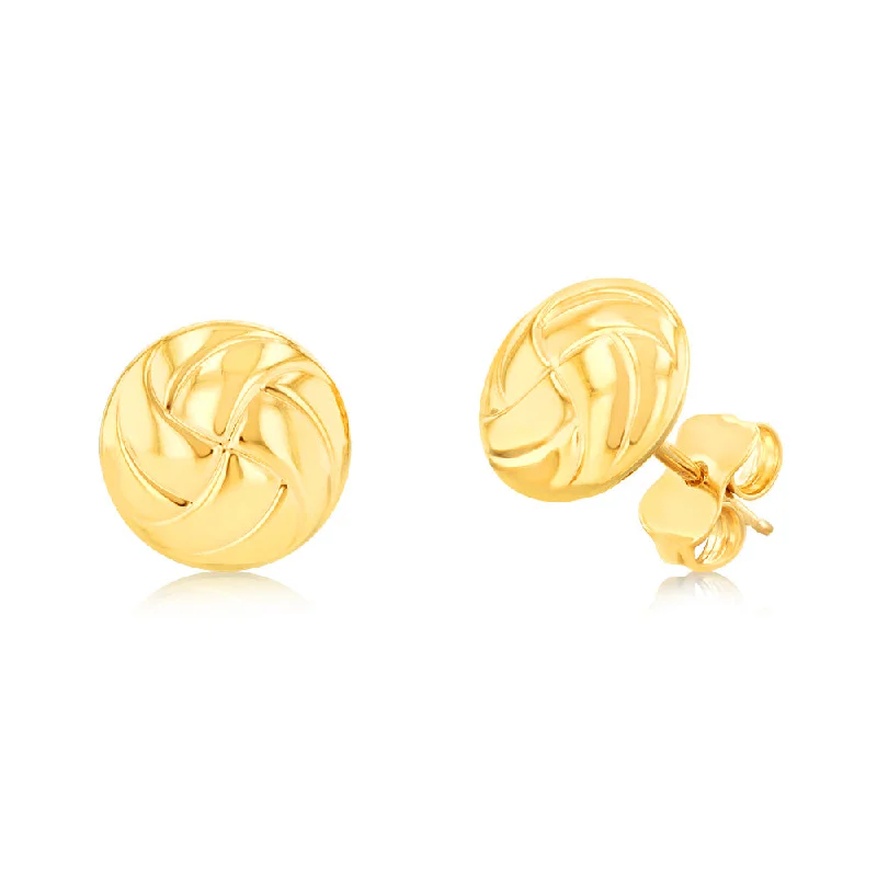 9ct Yellow Gold Patterned Stud Earrings