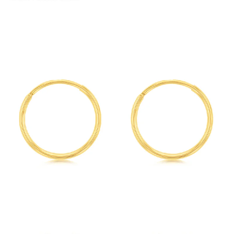 9ct Yellow Gold Plain 10mm Sleeper Earrings