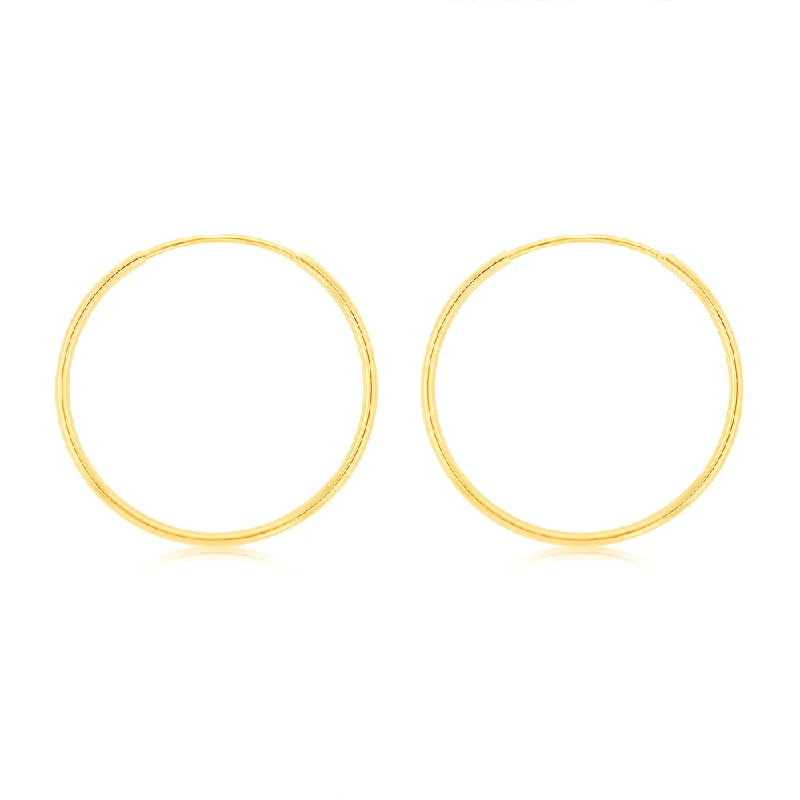 9ct Yellow Gold Plain 15mm Sleeper Earrings