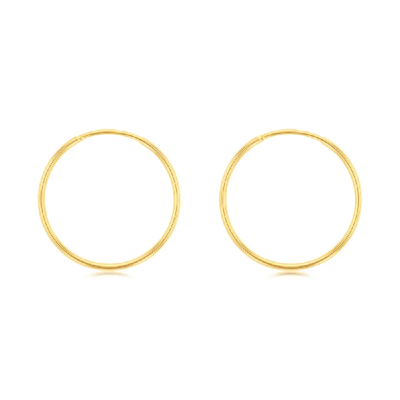 9ct Yellow Gold Plain 15mm Sleeper Earrings