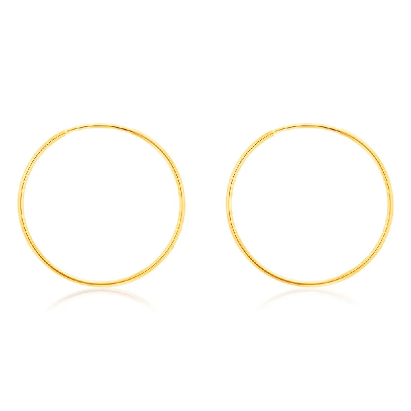 9ct Yellow Gold Plain 20mm Sleeper Earrings