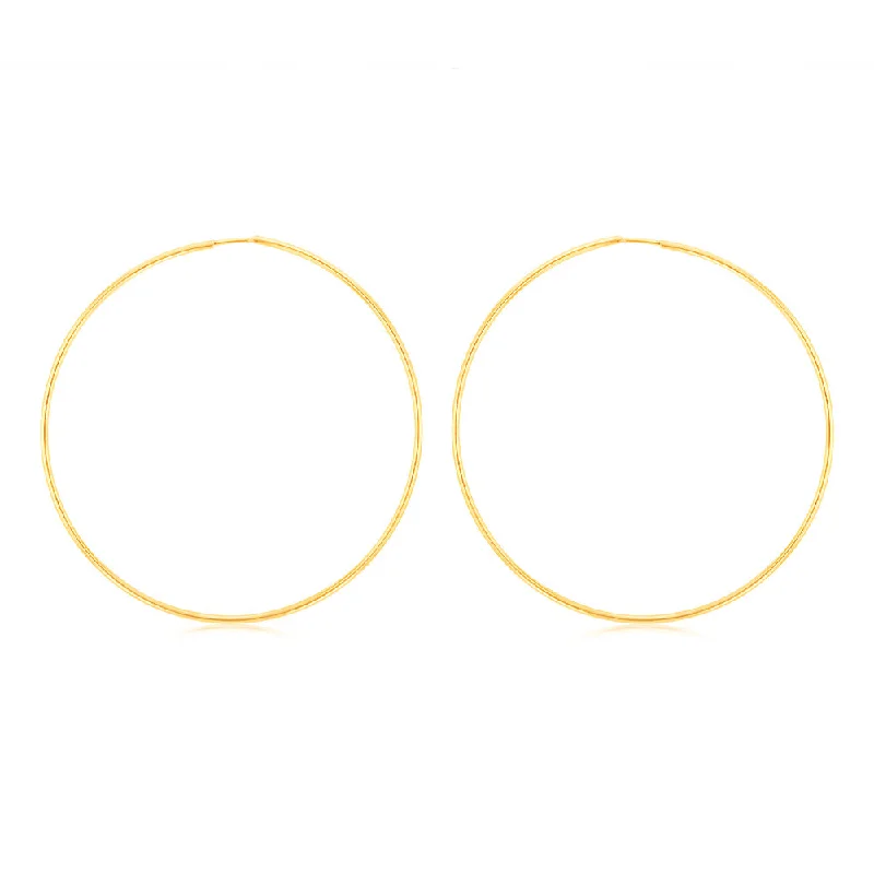 9ct Yellow Gold Plain 30mm Sleeper Earrings