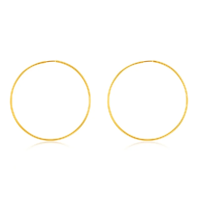 9ct Yellow Gold Plain 30mm Sleeper Earrings