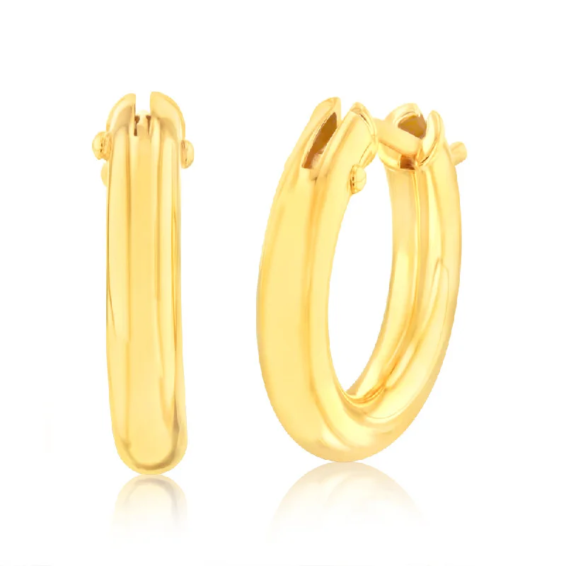 9ct Yellow Gold Plain Hoop Earrings