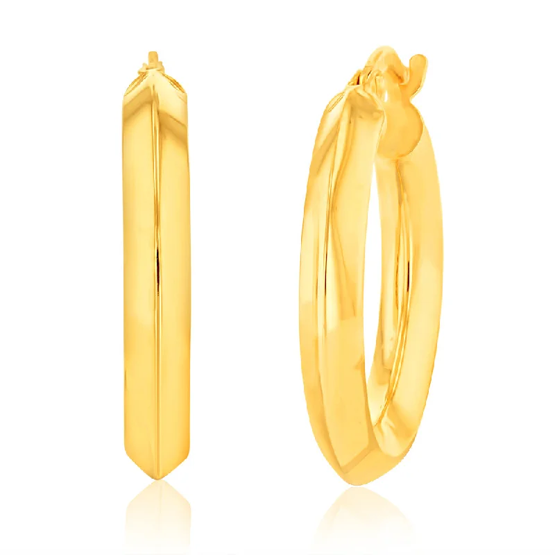 9ct Yellow Gold Plain Hoop Earrings