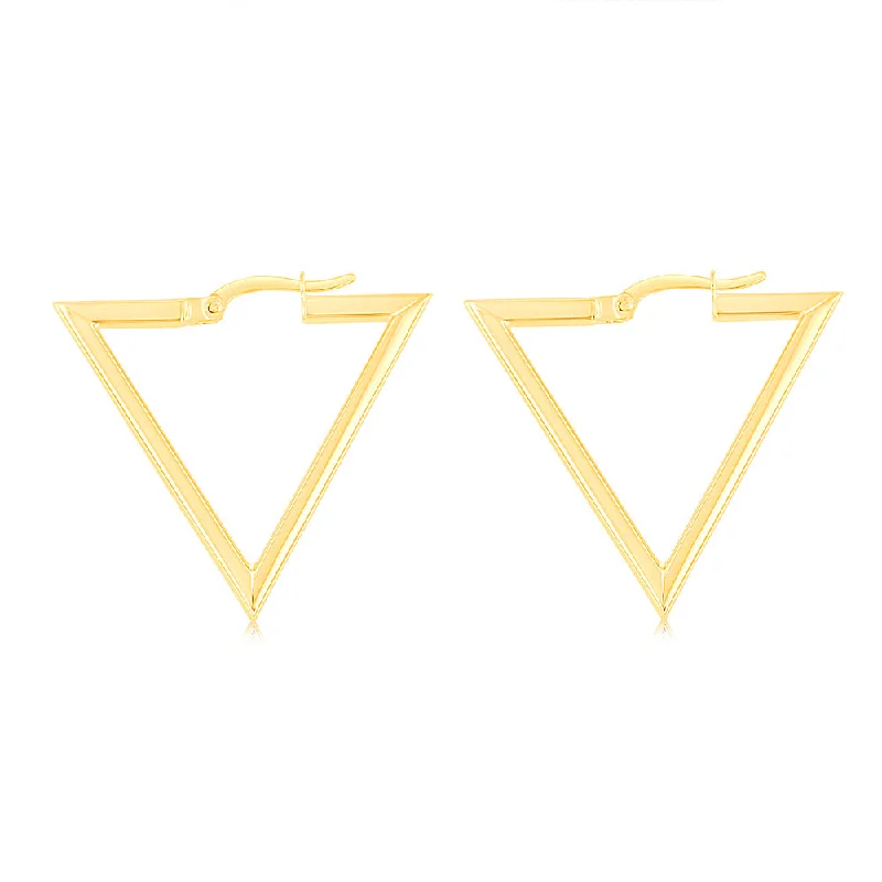 9ct Yellow Gold Polished Inverted Triangle Hoop Earrings