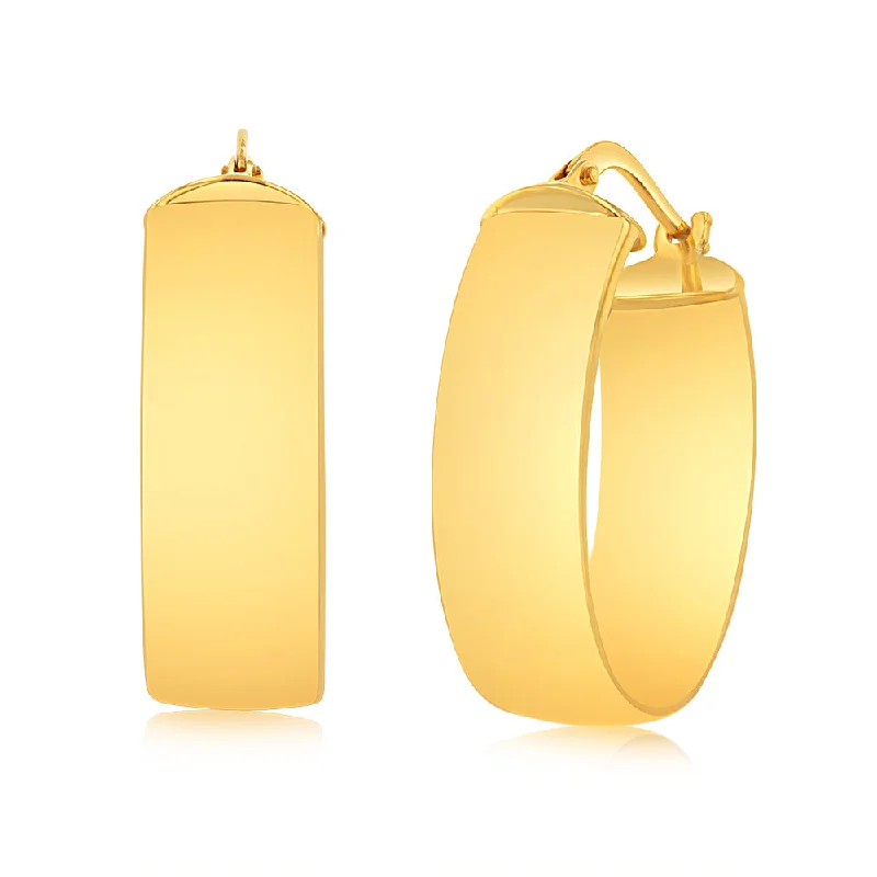 9ct Yellow Gold Polished Oval Hoop Earrings