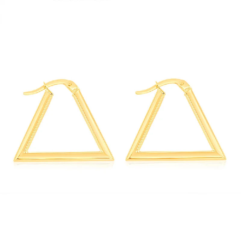 9ct Yellow Gold Polished Triangle Hoop Earrings