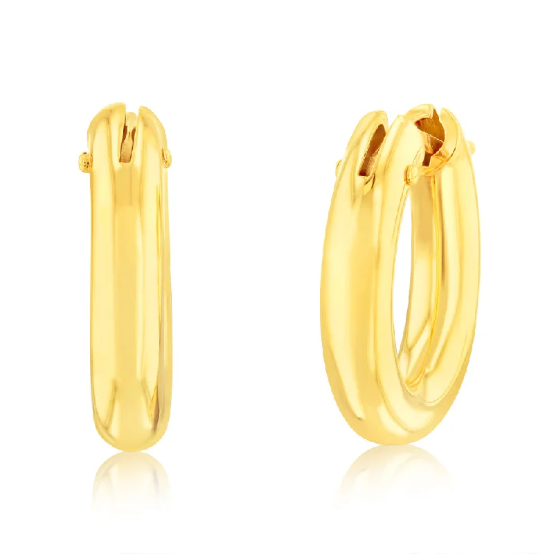 9ct Yellow Gold Polished Tube Hoop Earrings