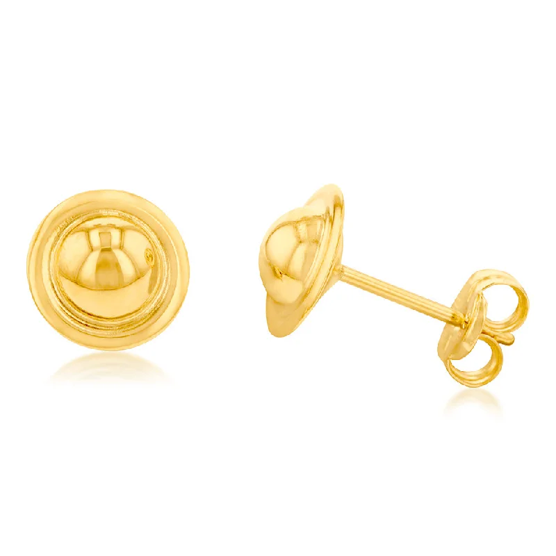 9ct Yellow Gold Round 7mm Stamped Stud Earrings