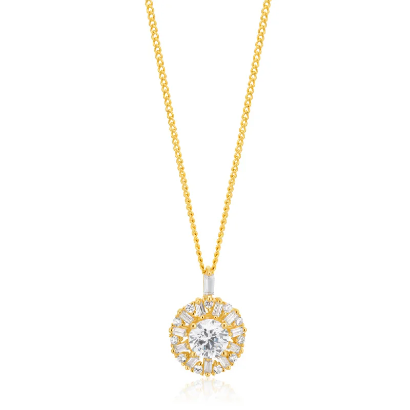 9ct Yellow Gold Round Zirconia Pendant