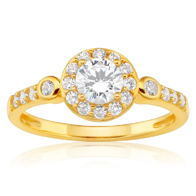 9ct Yellow Gold Round Zirconia Ring