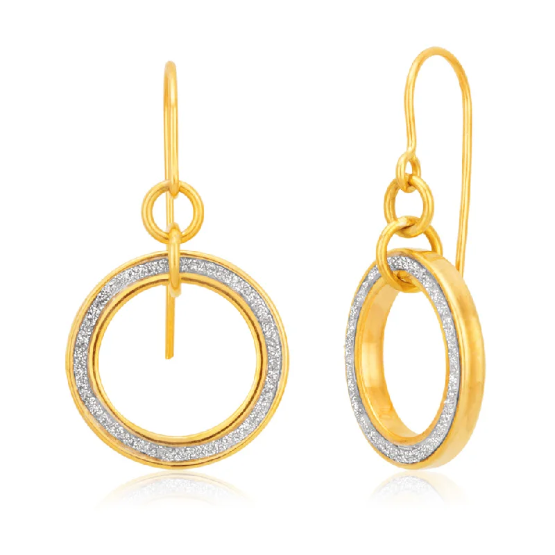 9ct Yellow Gold Silver Filled 10mm Stardust Hoop Earrings