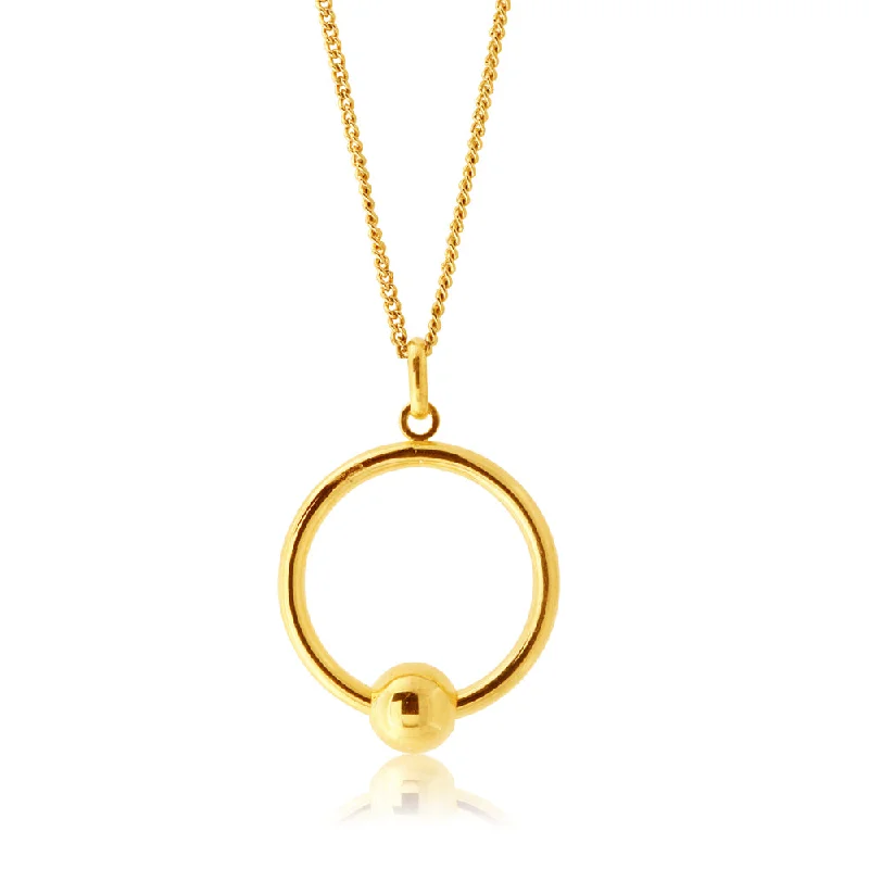 9ct Yellow Gold Silver Filled Ball Ring Pendant