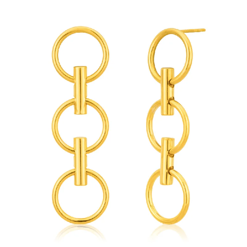 9ct Yellow Gold Silver Filled fancy Drop Earrings