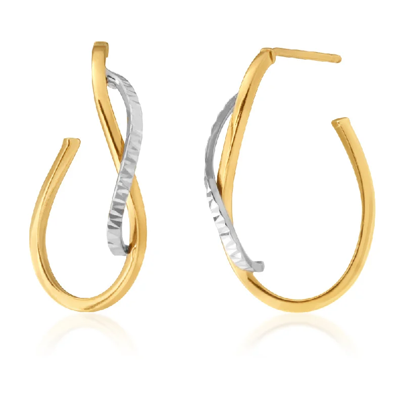 9ct Yellow Gold Silver Filled Half Hoop Twist Earrings