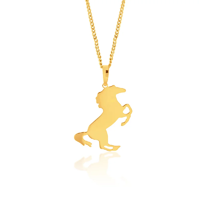 9ct Yellow Gold Silver Filled Horse Pendant