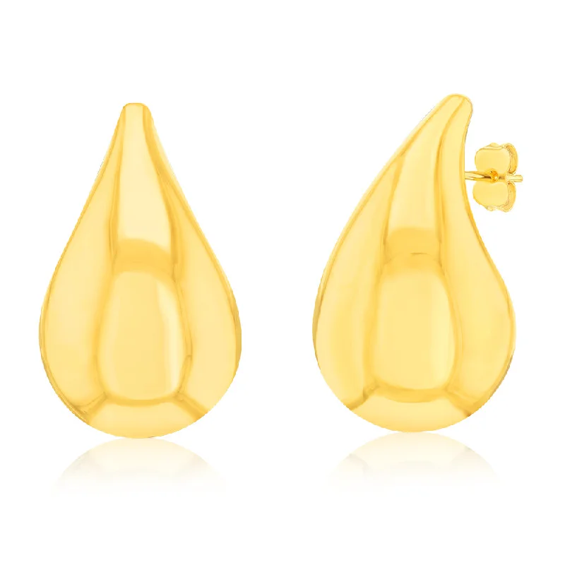 9ct Yellow Gold Silver filled Polished Tear Drop Stud Earrings