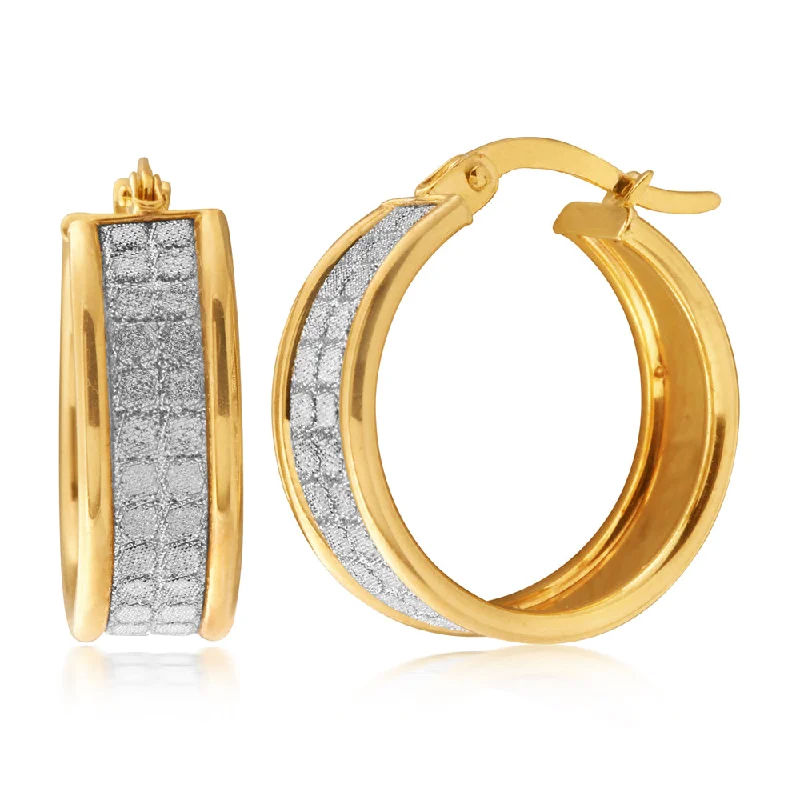 9ct Yellow Gold Silver Filled Stardust Hoop Earrings