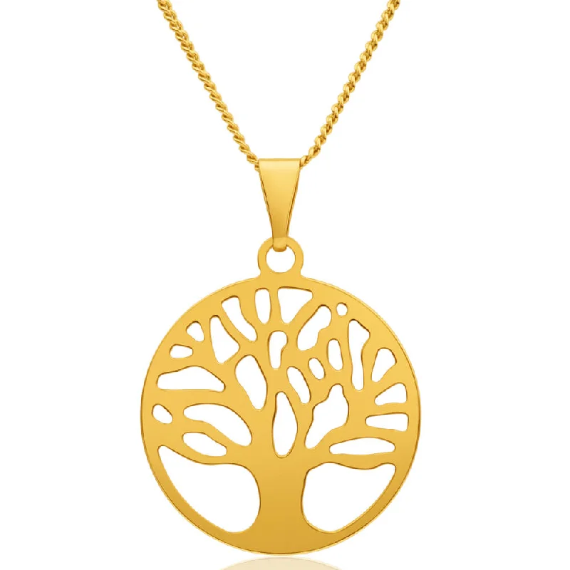 9ct Yellow Gold Silver Filled Tree of Life 25mm Pendant