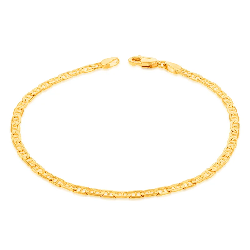 9ct Yellow Gold Silverfilled Anchor 80 Gauge 19cm Bracelet