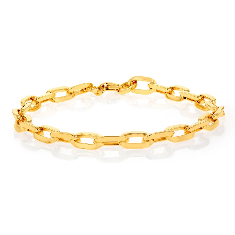 9ct Yellow Gold Silverfilled Belcher 19cm Bracelet