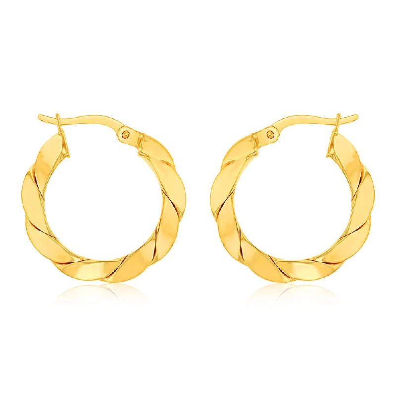 9ct Yellow Gold Silverfilled Chunky Twisted Hoop Earrings