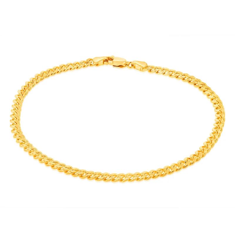 9ct Yellow Gold Silverfilled Curb 100 Gauge 21cm Bracelet