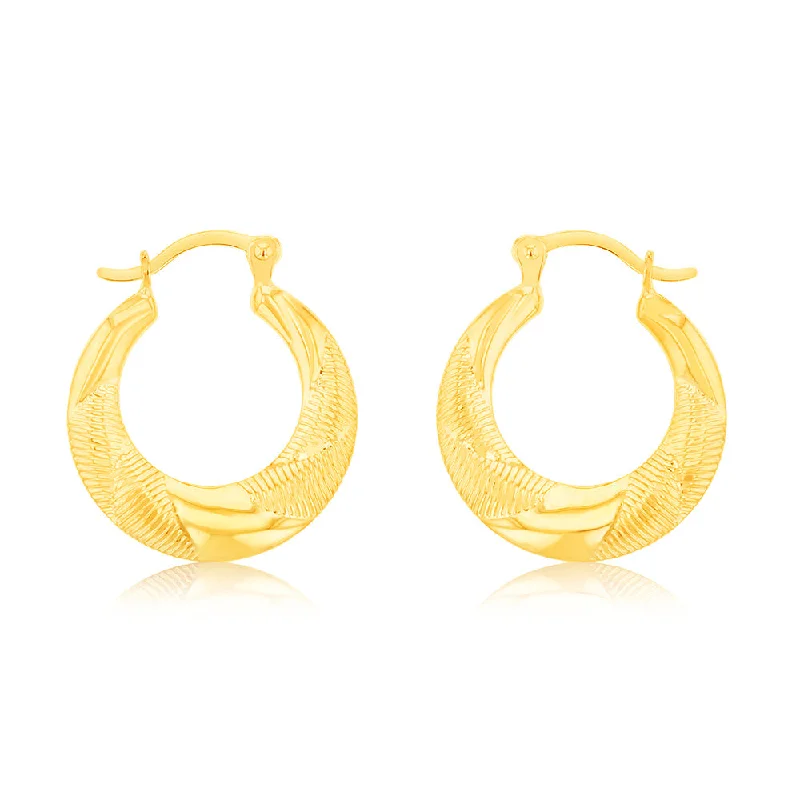 9ct Yellow Gold Silverfilled Engraved Fancy Earrings