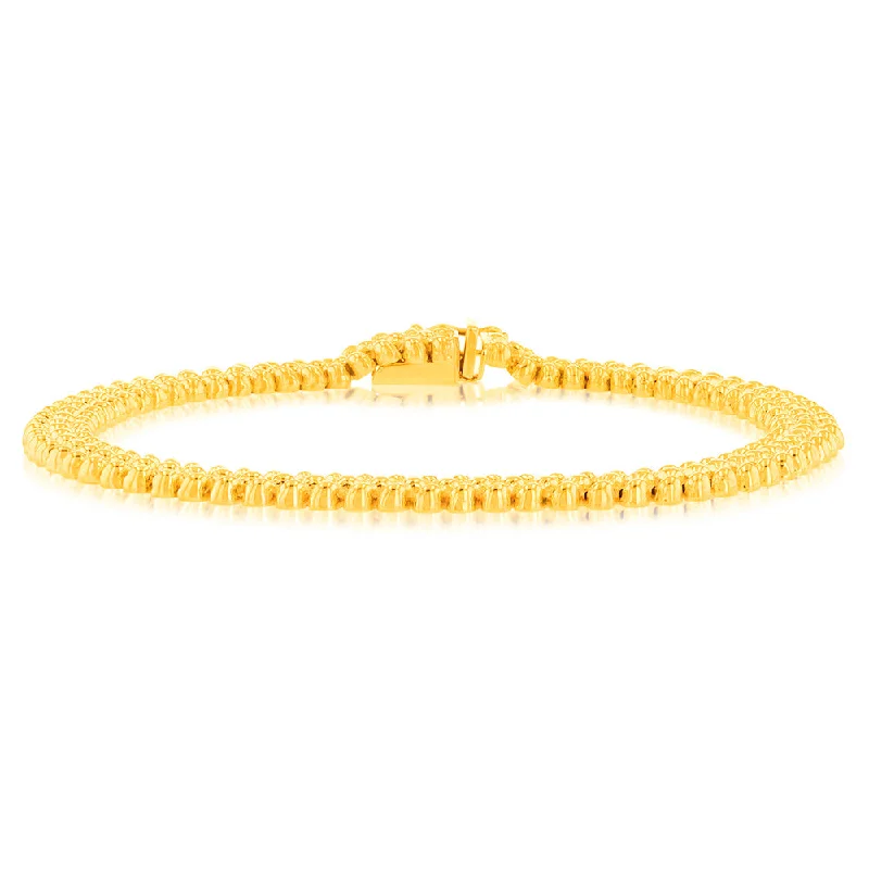 9ct Yellow Gold Silverfilled Fancy 19cm Bracelet