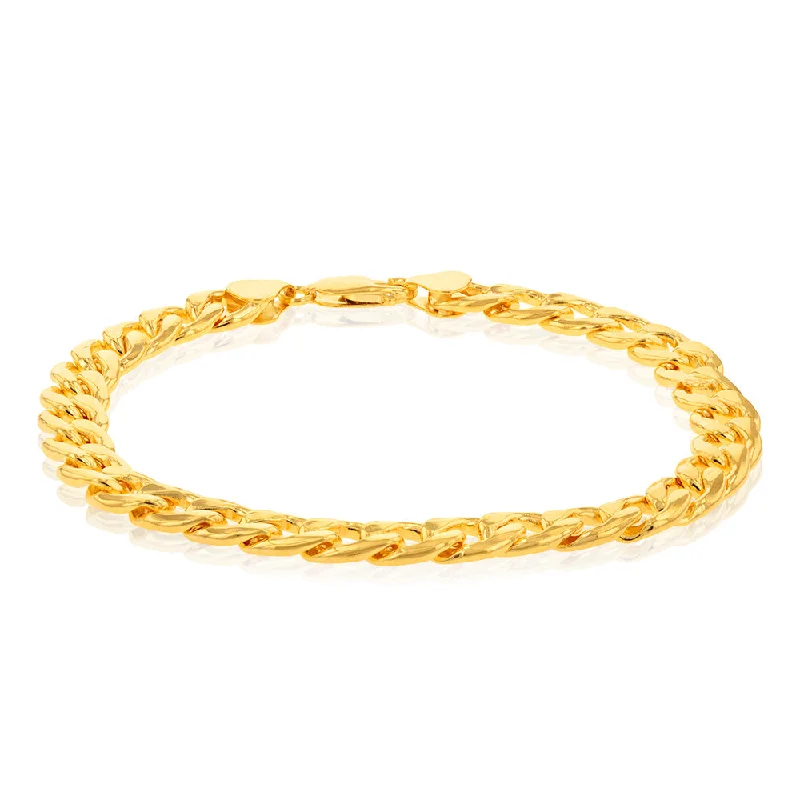 9ct Yellow Gold Silverfilled Flat Curb 200 Gauge 23cm Bracelet