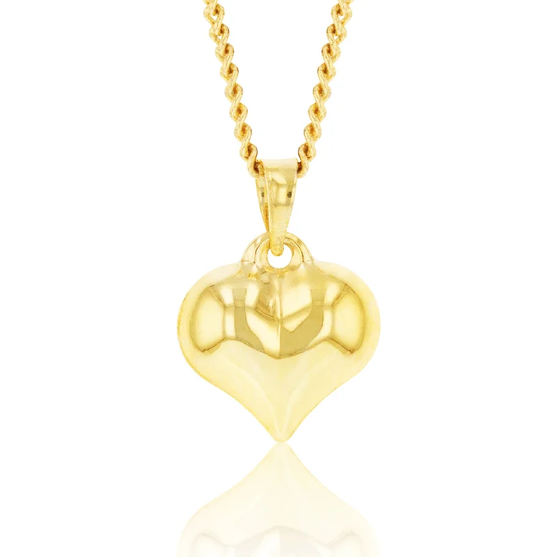 9ct Yellow Gold Silverfilled Heart Charm Pendant