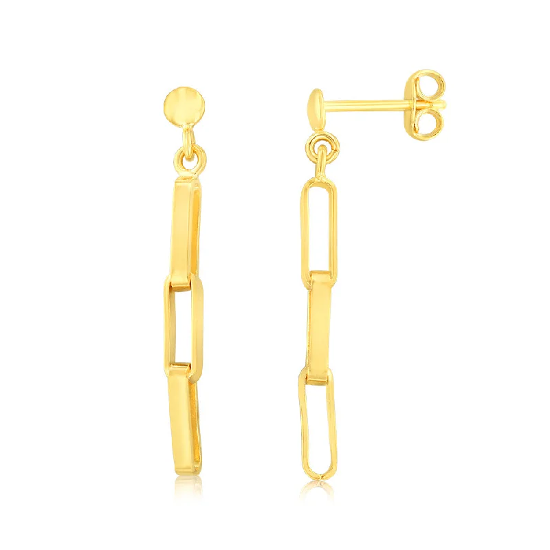 9ct Yellow Gold Silverfilled Link Drop Earrings