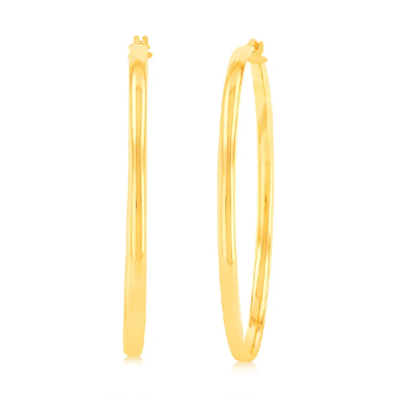 9ct Yellow Gold Silverfilled Plain Hoop Earrings