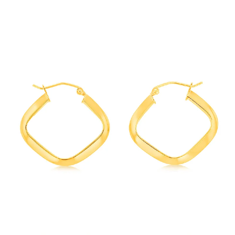 9ct Yellow Gold Silverfilled Square Fancy Tube Hoop Earrings