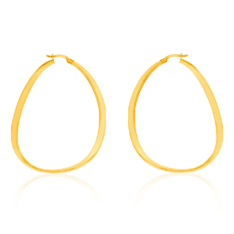 9ct Yellow Gold Silverfilled Twisted Large Hoop Earrings