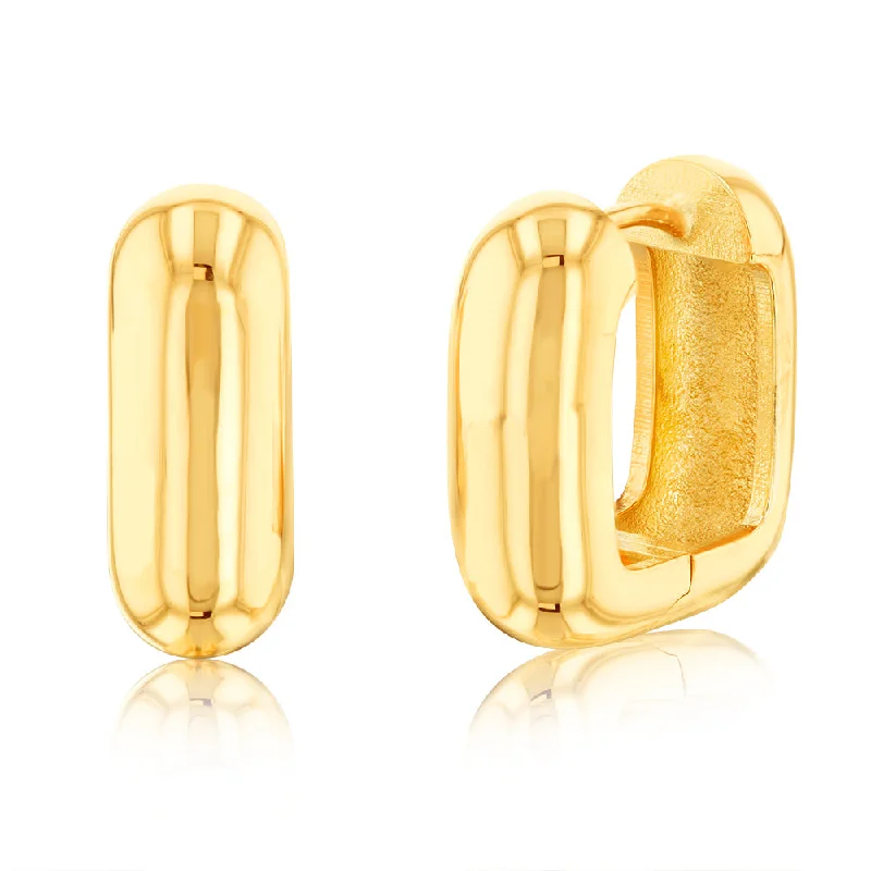 9ct Yellow Gold Square Tube Huggies Hoop Earrings