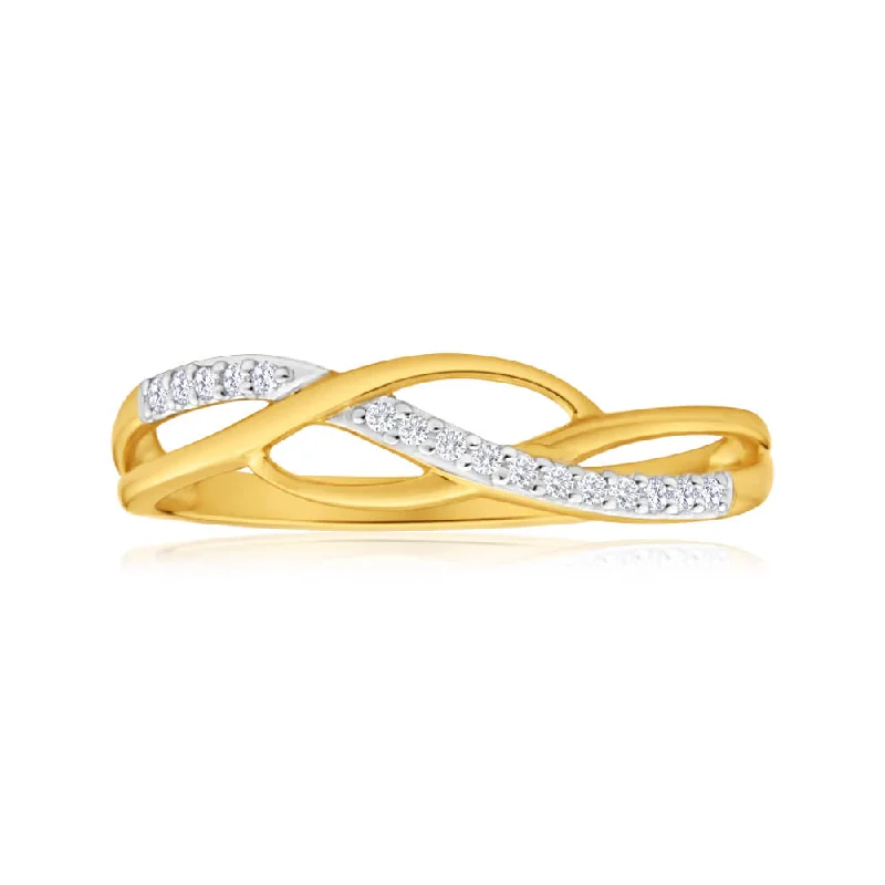 9ct Yellow Gold Swirl Zirconia Ring