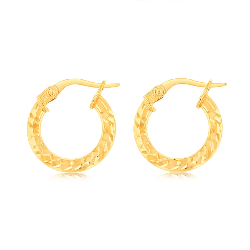 9ct Yellow Gold Wise 10mm Hoop Earrings