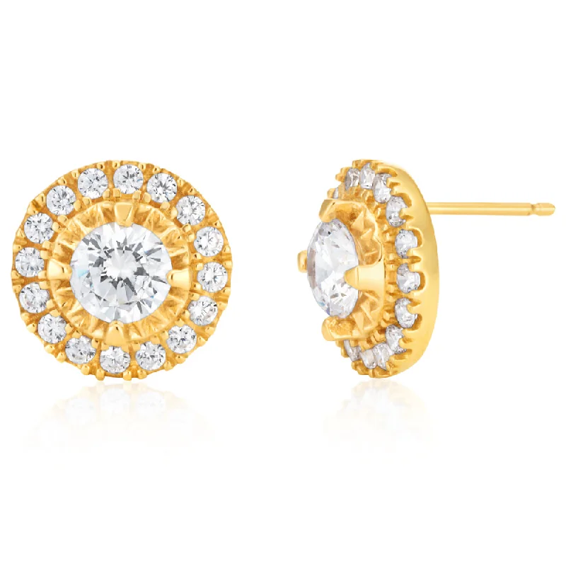 9ct Yellow Gold Zirconia Earrings