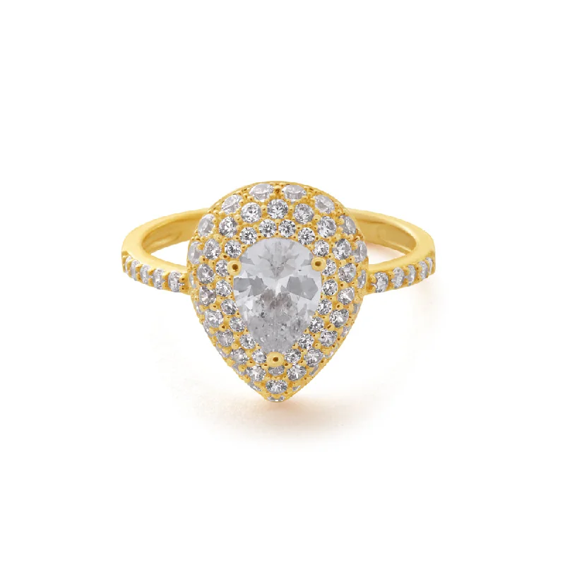 9ct Yellow Gold Zirconia Pear Shape Ring