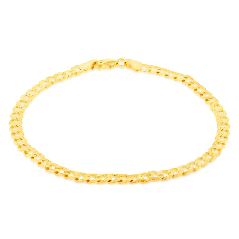 9ct Yellow Solid Gold Fancy 120 Gauge 21cm Bracelet