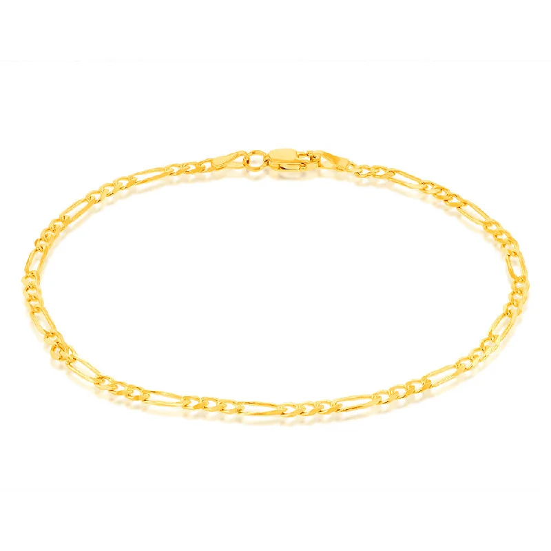 9ct Yellow Solid Gold Fancy 70 Gauge 19cm Figaro 1:3 Bracelet