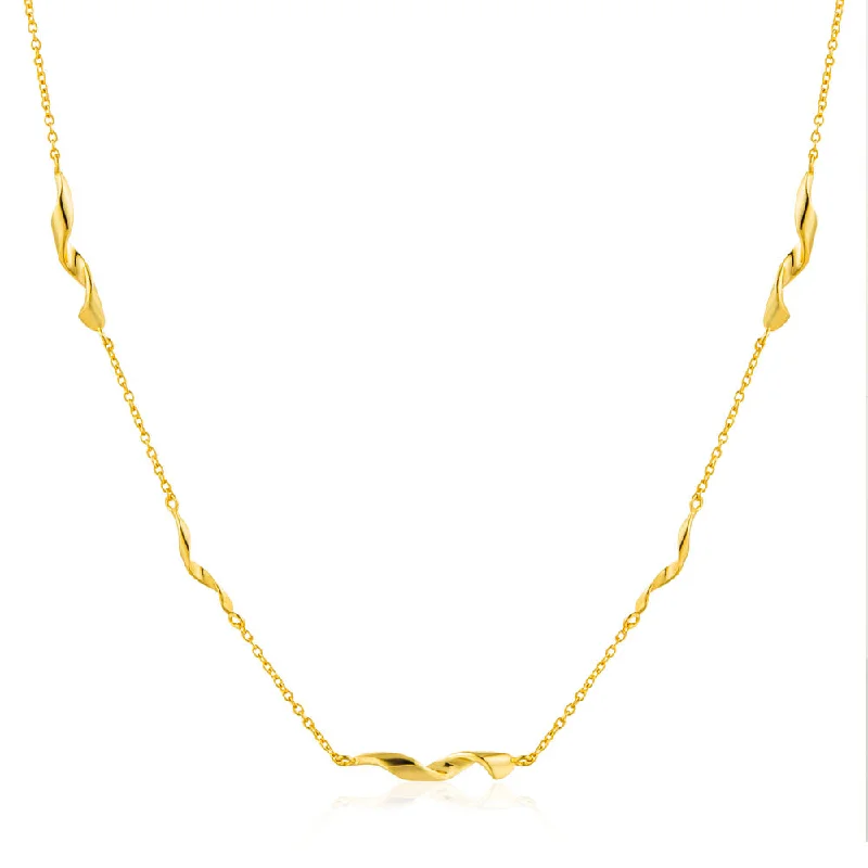 Ania Haie Gold Plated Sterling Silver Twister Helix 38cm Necklace