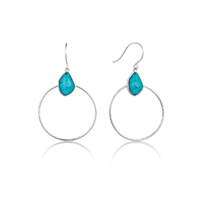 Ania Haie Sterling Silver Turquoise Hoop Earrings