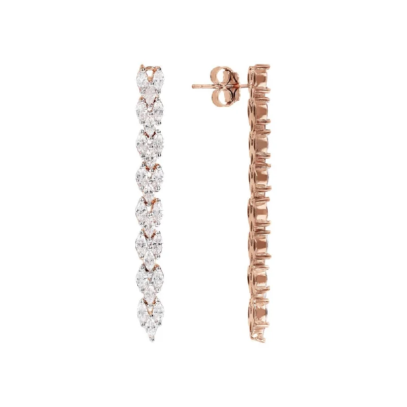 Bronzallure Altissima Rose Gold Plated White Cubic Zirconia Tennis Drop Earrings