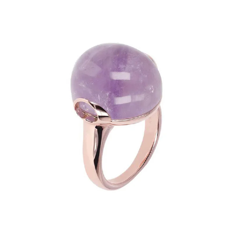 Bronzallure Rose Gold Plated Alba Lavander Amethyst Ring - No Resize